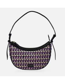 GUY LAROCHE bolso de hombro para mujer en piel y lona estampada