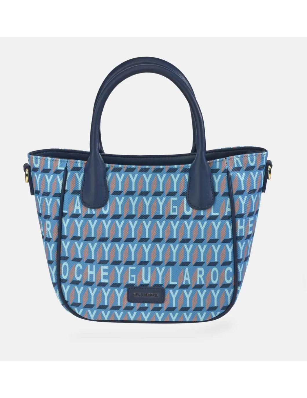 GUY LAROCHE bolso de mano en piel y lona estampada para mujer