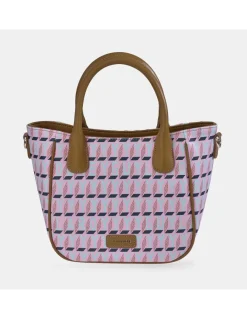 GUY LAROCHE bolso de mano en piel y lona estampada para mujer