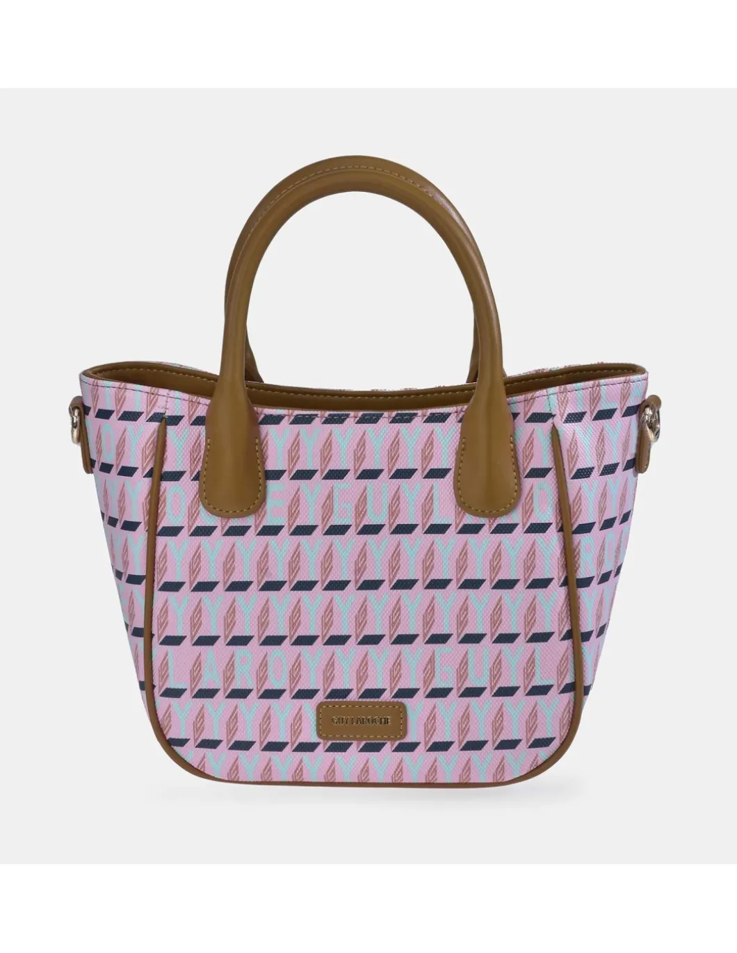 GUY LAROCHE bolso de mano en piel y lona estampada para mujer