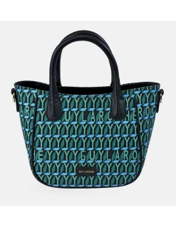 GUY LAROCHE bolso de mano para mujer en piel y lona estampada