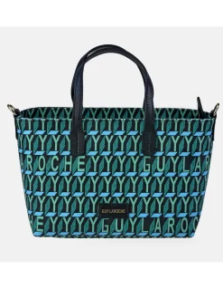 GUY LAROCHE bolso mini de mano para mujer en piel y lona estampada