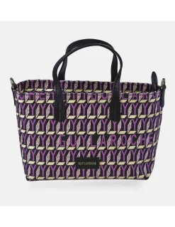 GUY LAROCHE bolso mini de mano para mujer en piel y lona estampada