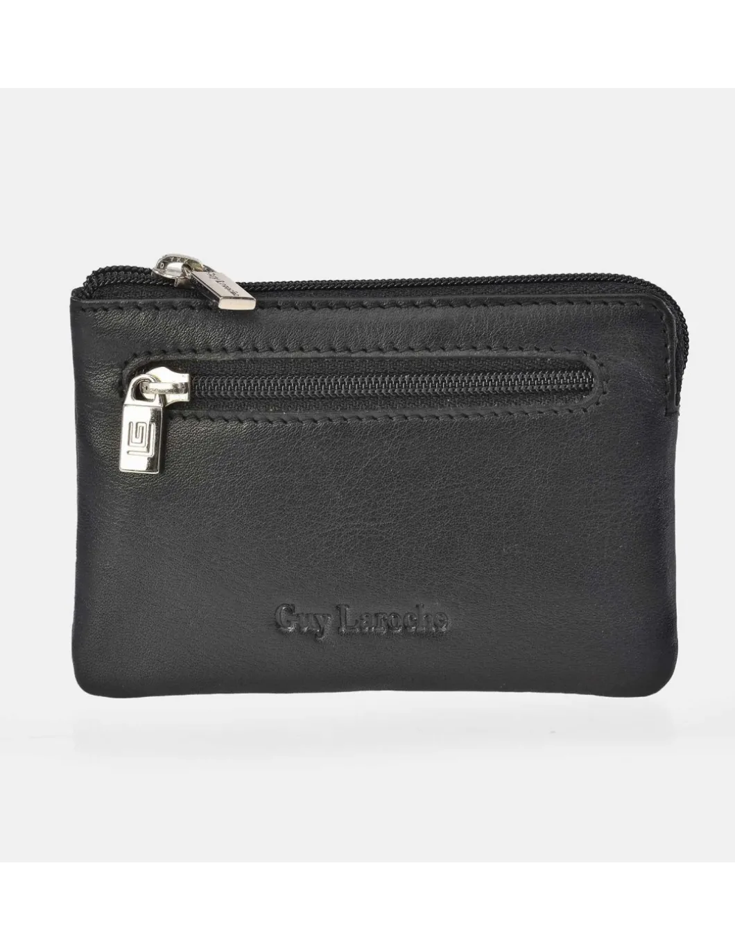 GUY LAROCHE Monedero cremallera con argolla en piel suave para hombre