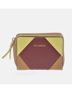 GUY LAROCHE Billetero con cremallera para mujer en piel patchwork