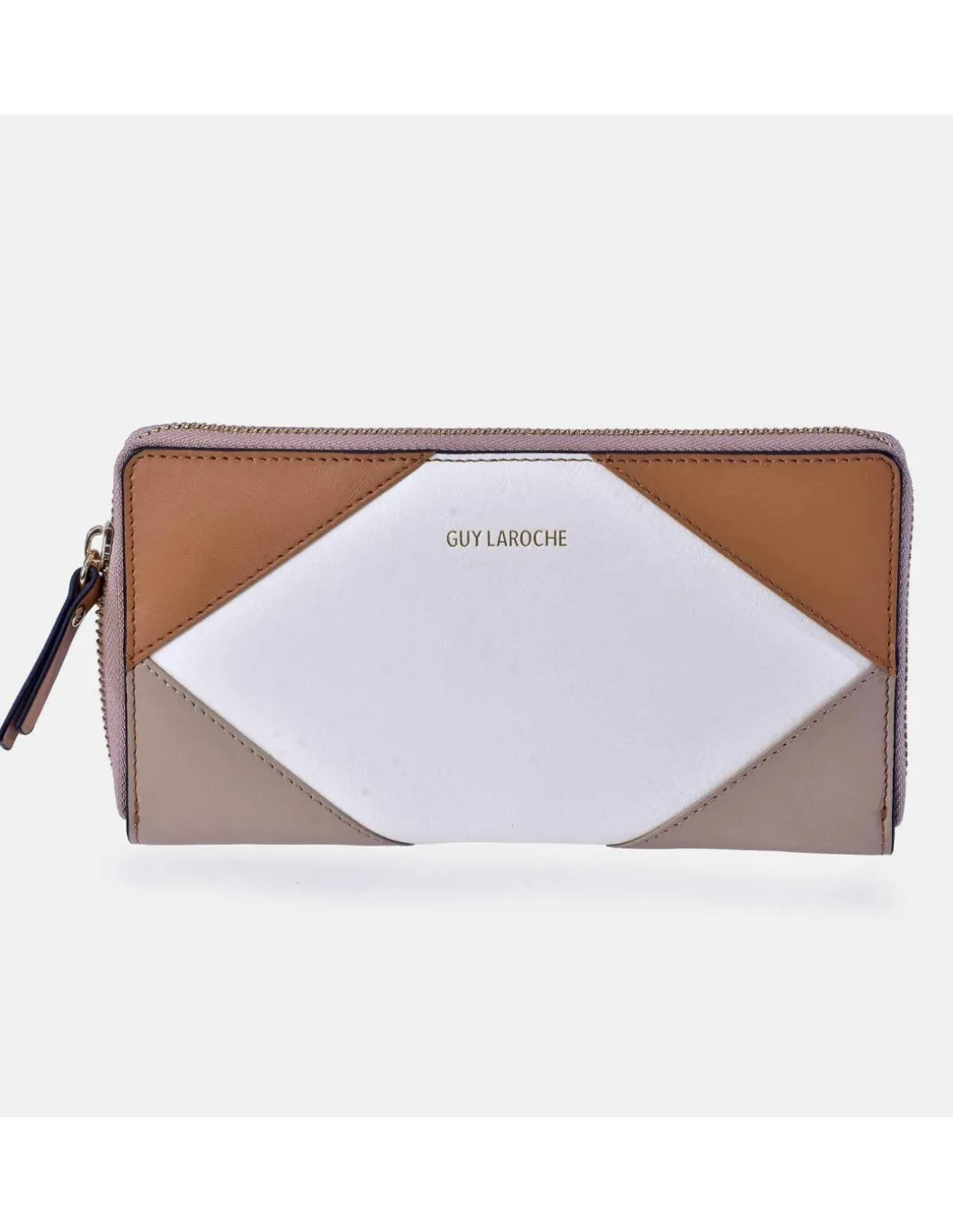 GUY LAROCHE Billetero grande con cremallera para mujer en piel patchwork