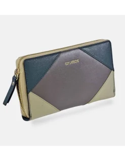 GUY LAROCHE Billetero grande con cremallera para mujer en piel patchwork