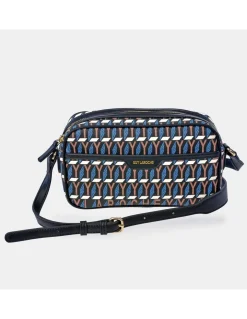 GUY LAROCHE bolso bandolera en lona estampada logo con cremallera