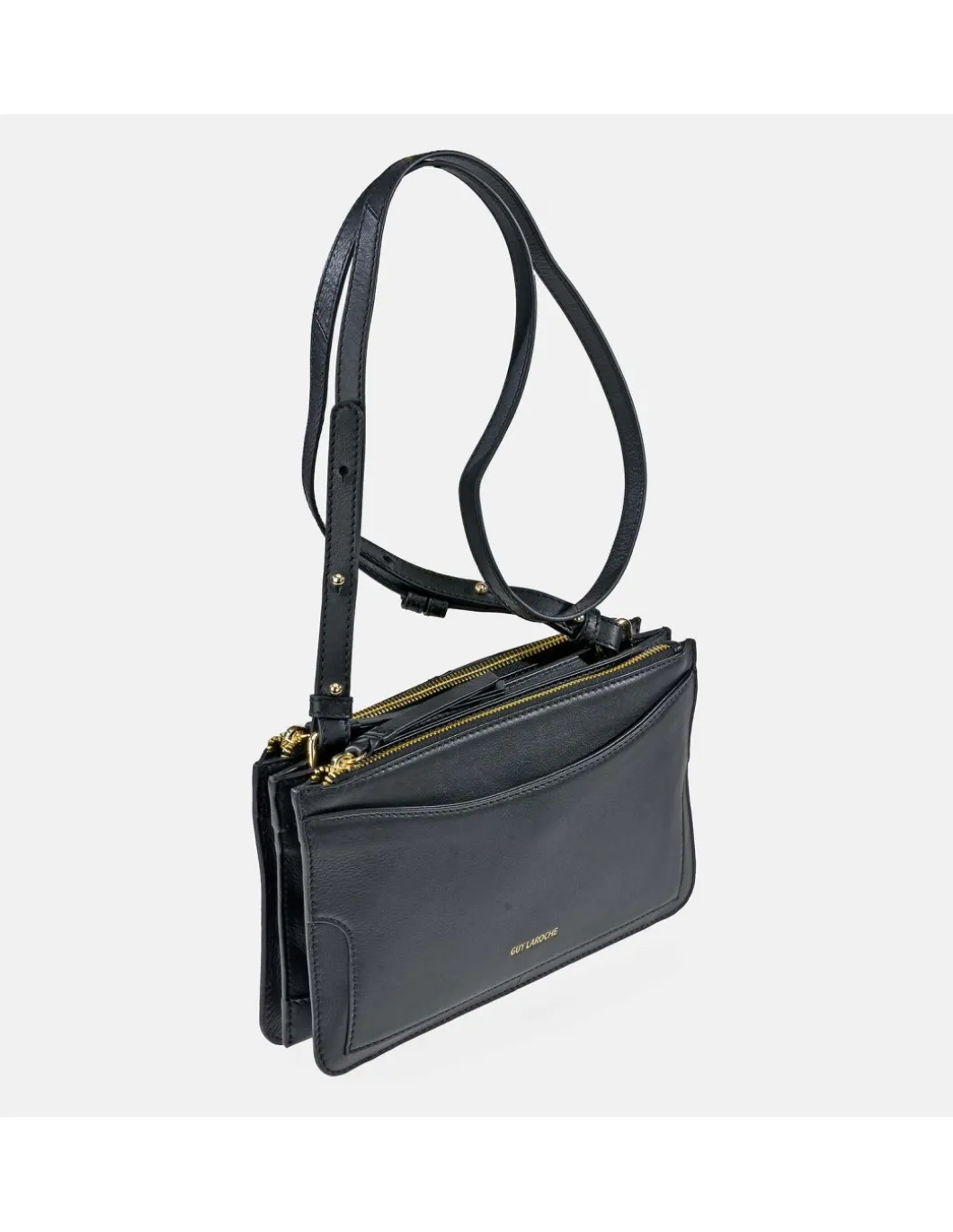 GUY LAROCHE bolso bandolera piel con fuelles para mujer Negro
