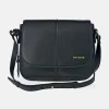 GUY LAROCHE bolso bandolera con cremallera en piel Napa con solapa Negro