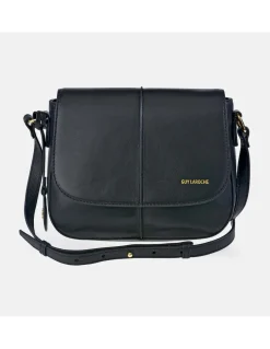 GUY LAROCHE bolso bandolera con cremallera en piel Napa con solapa Negro
