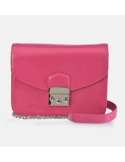 GUY LAROCHE Bolso bandolera metálica en piel con solapa para mujer