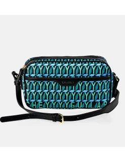 GUY LAROCHE bolso bandolera en lona estampada logo con cremallera