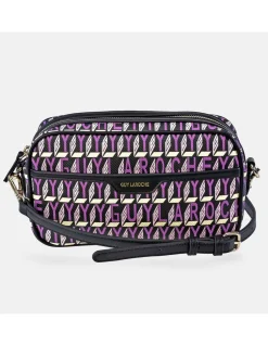GUY LAROCHE bolso bandolera en lona estampada logo con cremallera