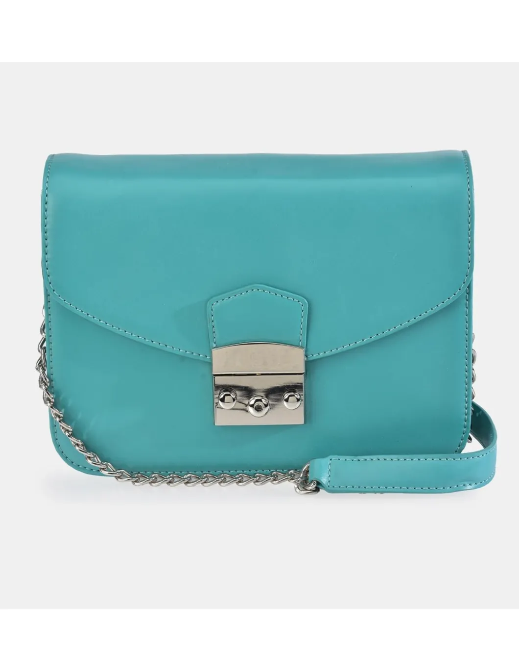 GUY LAROCHE Bolso bandolera metálica en piel con solapa para mujer