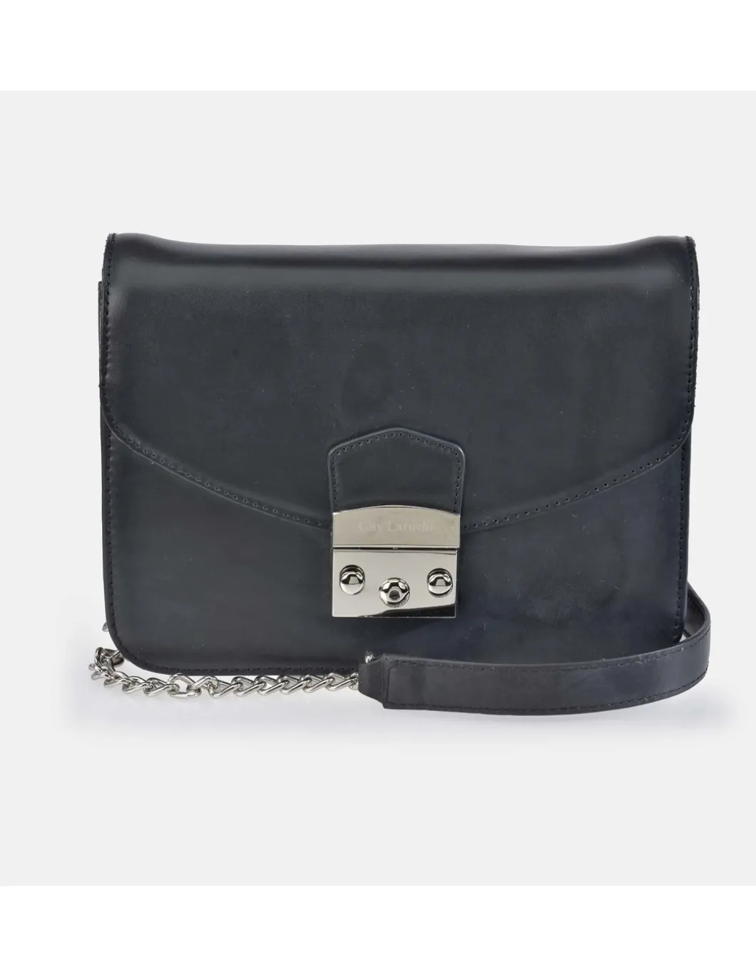 GUY LAROCHE Bolso bandolera metálica en piel con solapa para mujer