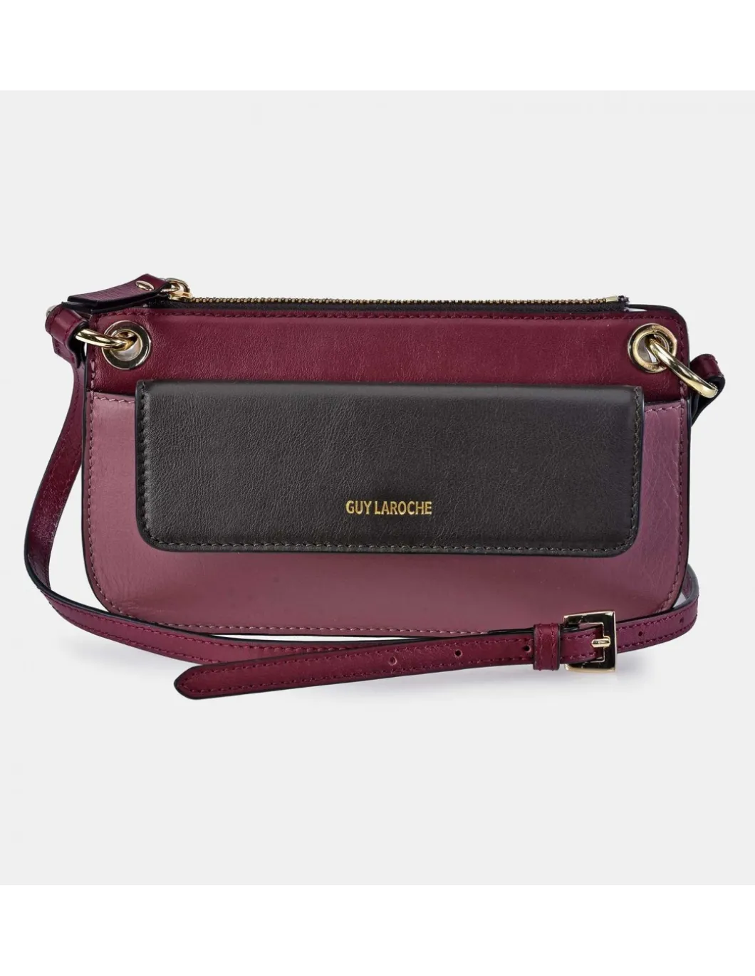 GUY LAROCHE Bolso de piel con bandolera y solapa colores