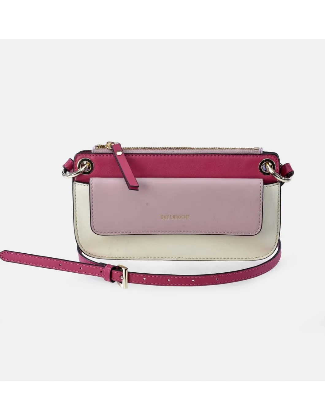 GUY LAROCHE Bolso de piel con bandolera y solapa colores