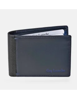 GUY LAROCHE Cartera horizontal compacta con tarjeteros para hombre en piel combinada