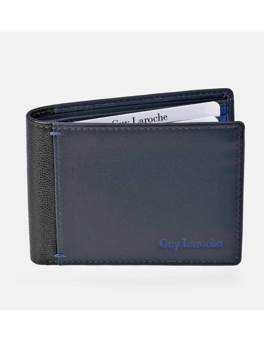GUY LAROCHE Cartera horizontal compacta con tarjeteros para hombre en piel combinada
