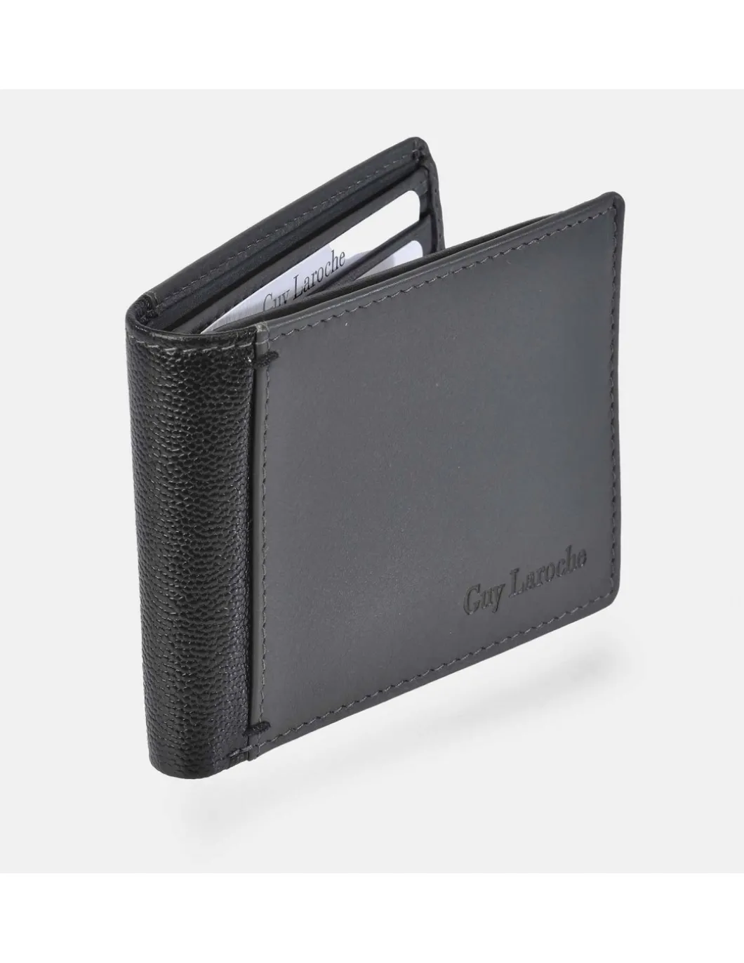 GUY LAROCHE Cartera horizontal compacta con tarjeteros para hombre en piel combinada