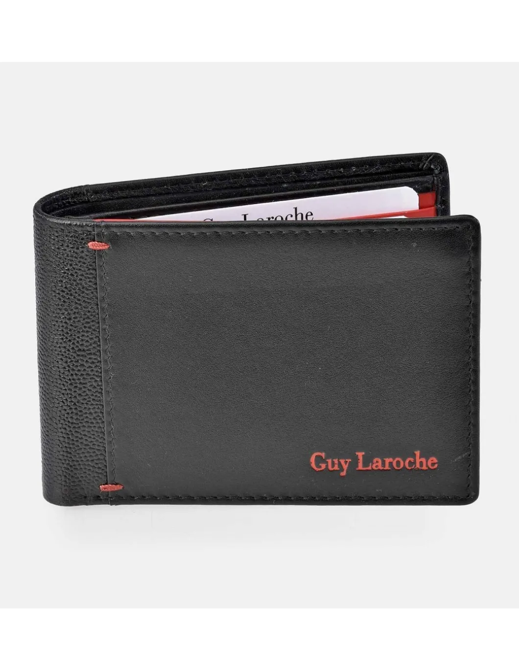 GUY LAROCHE Cartera horizontal compacta con tarjeteros para hombre en piel combinada