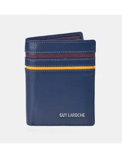 GUY LAROCHE cartera para hombre en piel de Ubrique combinada con rayas