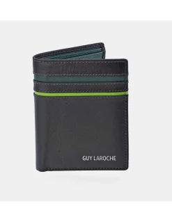 GUY LAROCHE cartera para hombre en piel de Ubrique combinada con rayas