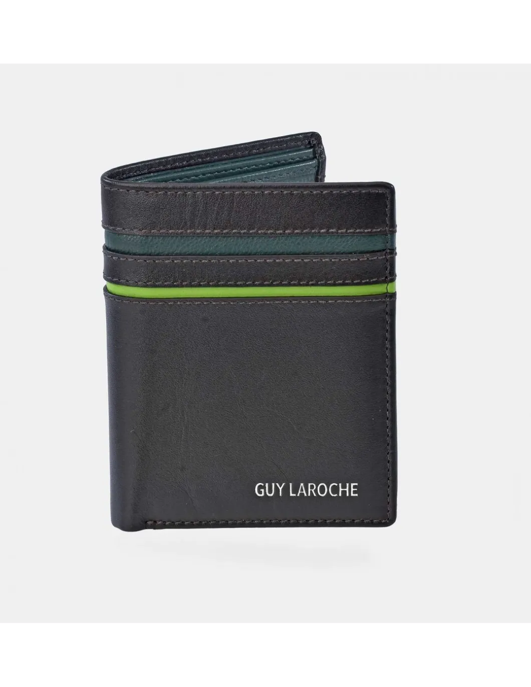 GUY LAROCHE cartera para hombre en piel de Ubrique combinada con rayas
