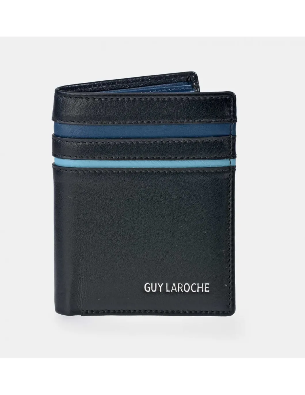 GUY LAROCHE cartera para hombre en piel de Ubrique combinada con rayas