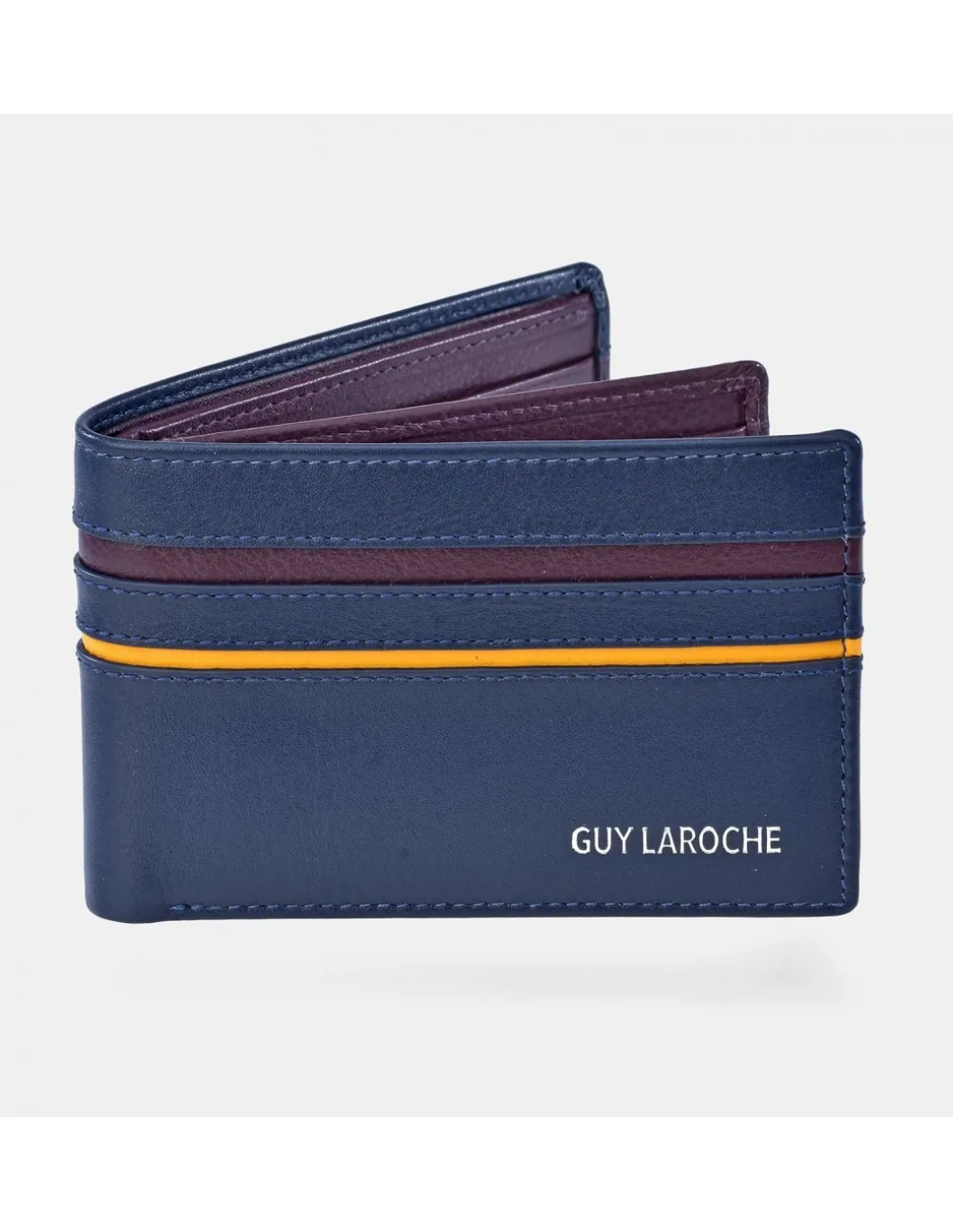 GUY LAROCHE cartera tipo americano en piel de Ubrique combinada para hombre