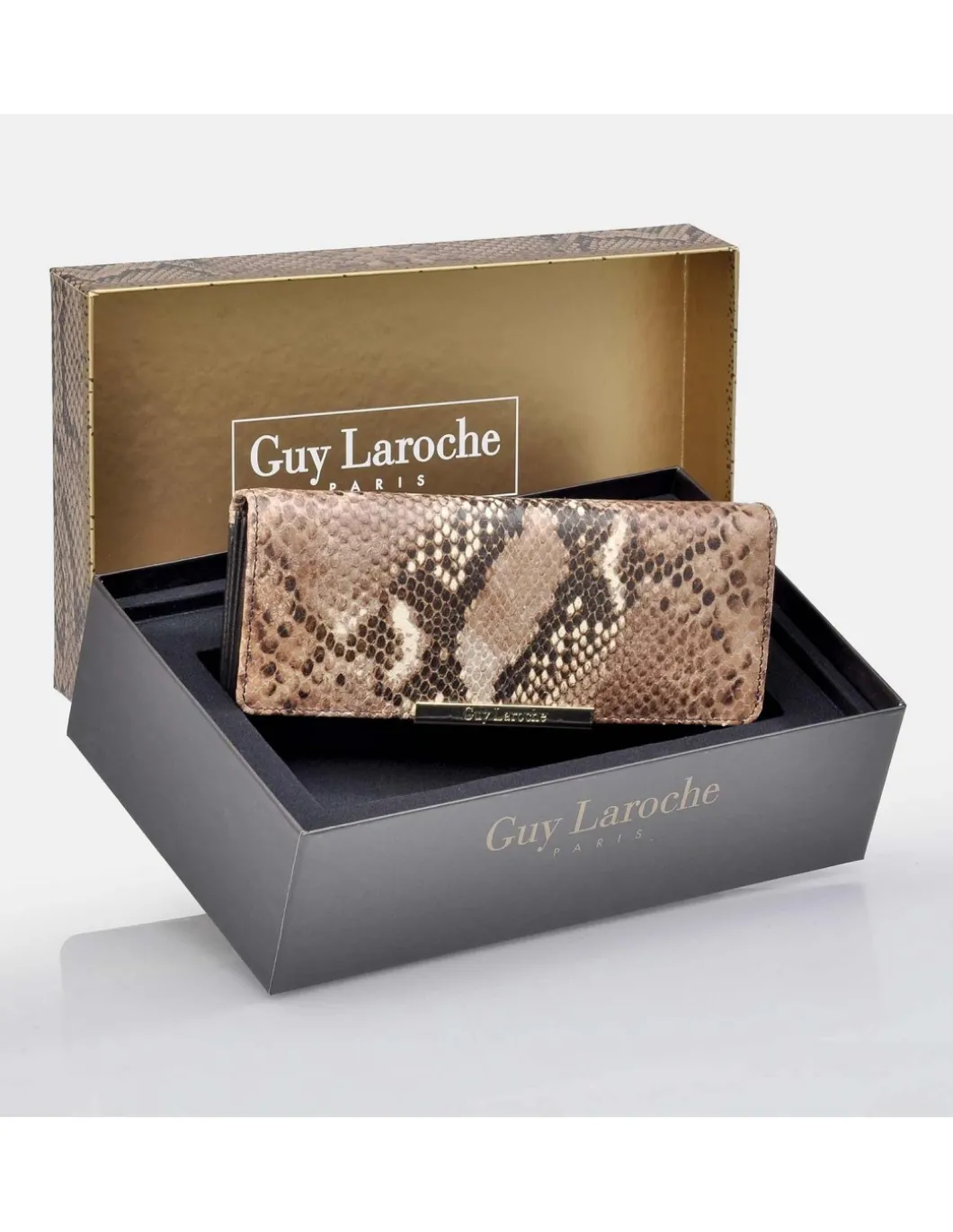 GUY LAROCHE Monedero billetero grande para mujer en piel grabado con estuche regalo