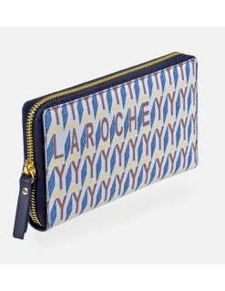 GUY LAROCHE monedero billetero grande para mujer en lona print logo