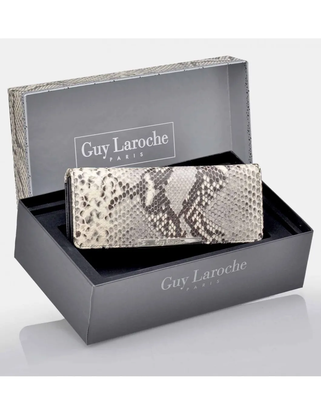 GUY LAROCHE Monedero billetero grande para mujer en piel grabado con estuche regalo