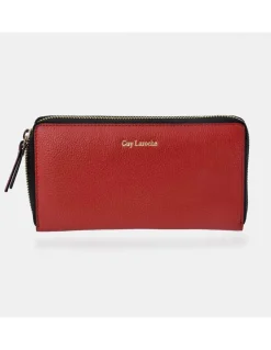 GUY LAROCHE Monedero billetero grande con cremallera para mujer en piel grano