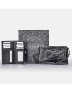 GUY LAROCHE Monedero billetero + bolso de mano con bandolera para mujer en piel sintética con estuche