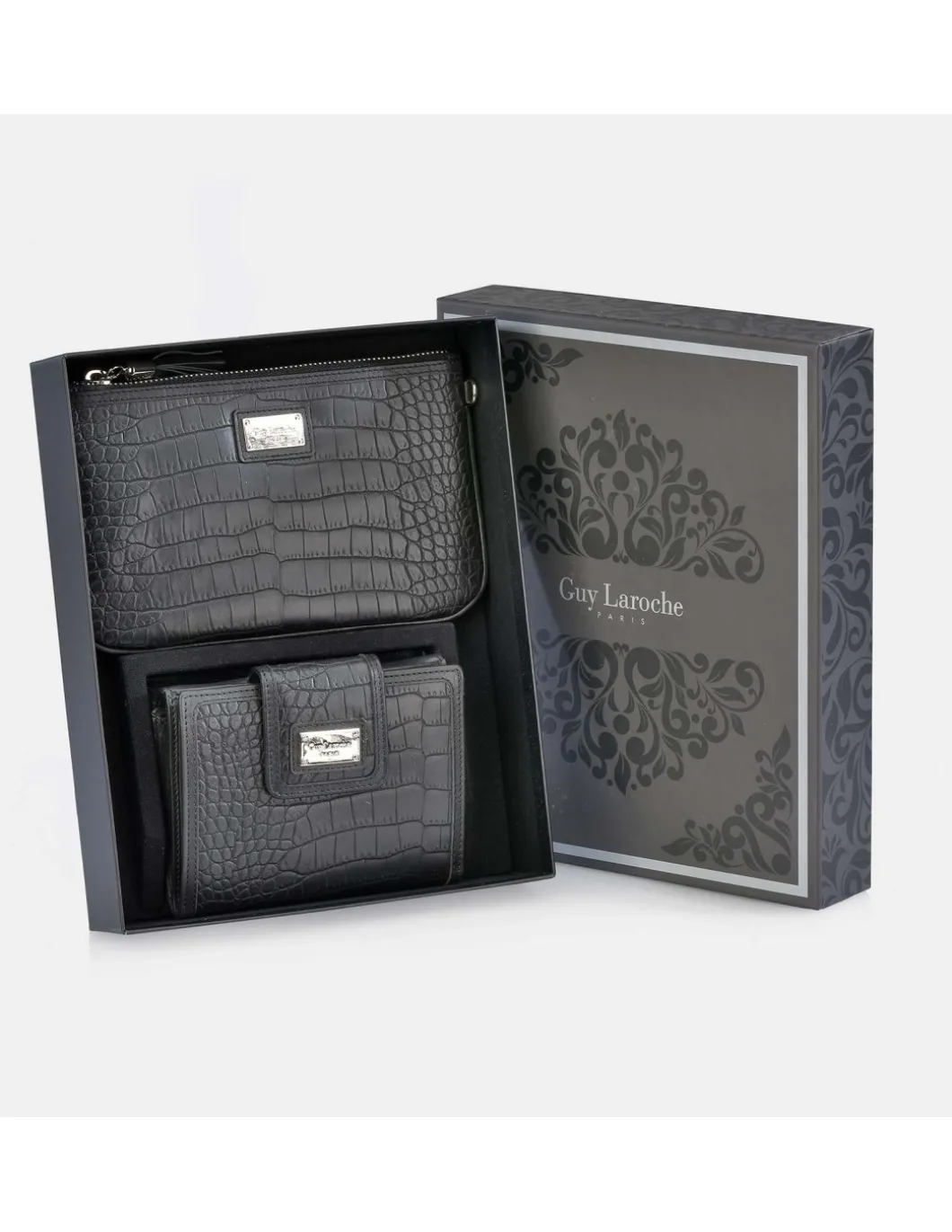 GUY LAROCHE Monedero billetero y bolso de mano para mujer en símil piel con estuche de regalo