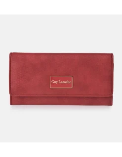 GUY LAROCHE Monedero billetero con solapa para mujer en símil piel grabada