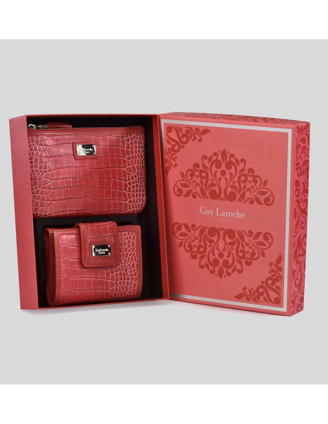 GUY LAROCHE Monedero billetero y bolso de mano para mujer en símil piel con estuche de regalo