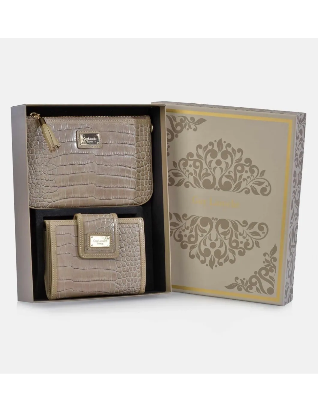 GUY LAROCHE Monedero billetero y bolso de mano para mujer en símil piel con estuche de regalo