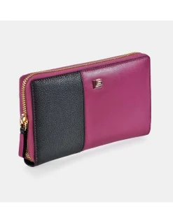 GUY LAROCHE monedero cremallera grande para mujer en piel bicolor