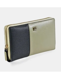 GUY LAROCHE monedero cremallera grande para mujer en piel bicolor