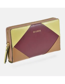 GUY LAROCHE Monedero grande con cremallera para mujer en piel patchwork
