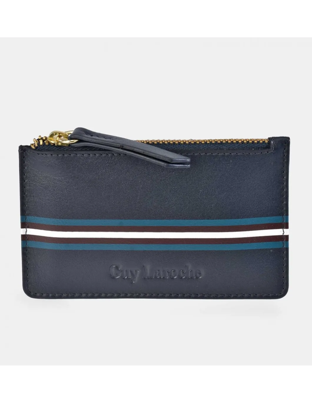 GUY LAROCHE Monedero plano con tarjetero para hombre en piel Rayas