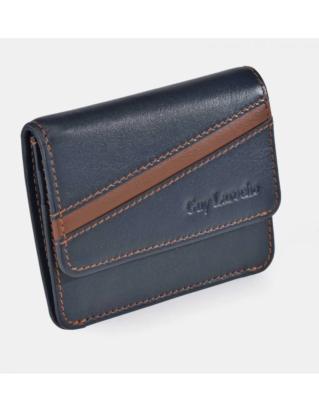 GUY LAROCHE Monedero plano con Tarjetero de piel para Hombre Colección Napa