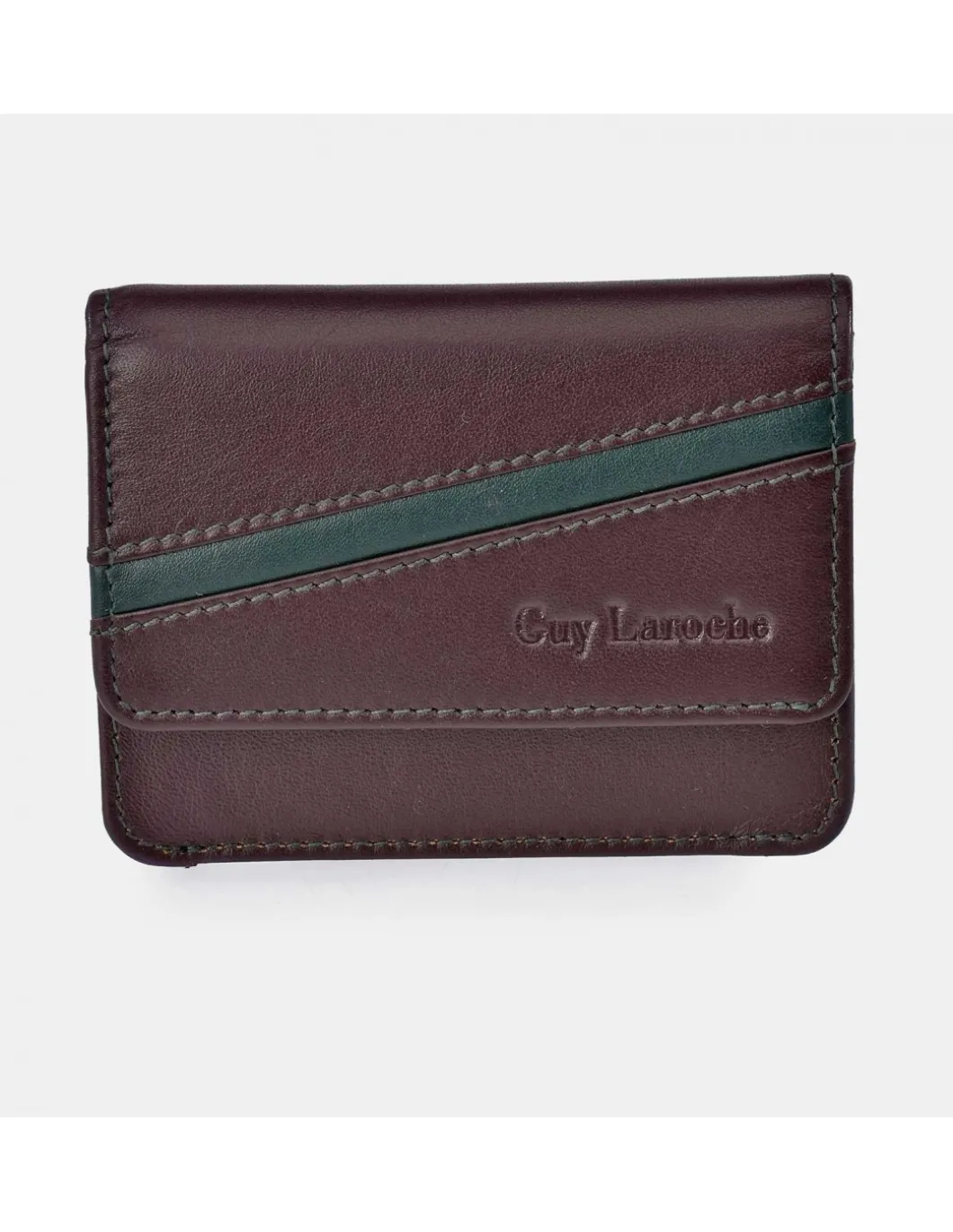 GUY LAROCHE Monedero plano con Tarjetero de piel para Hombre Colección Napa