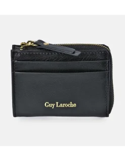 GUY LAROCHE Monedero tarjetero plano para mujer en piel