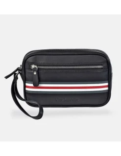 GUY LAROCHE Neceser de mano con cremallera para hombre en piel Rayas