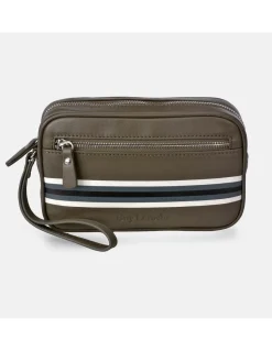 GUY LAROCHE Neceser de mano con cremallera para hombre en piel Rayas