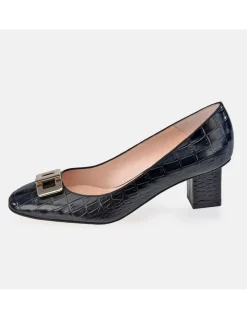 GUY LAROCHE Zapato de salón tacón cuadrado mujer piel grabado Coco